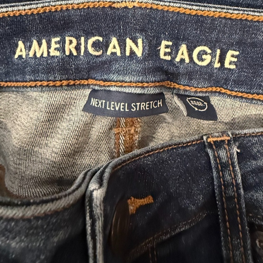 American Eagle Next Level Stretch Jeans Women's 12 Long Dark Wash Straight Leg D - Picture 10 of 10